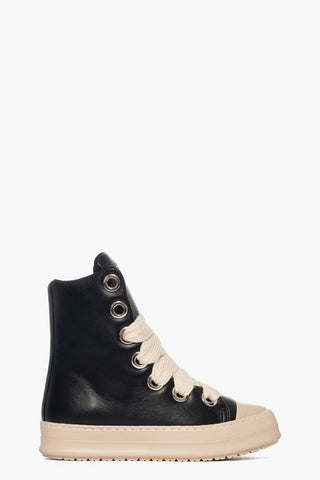 Sneakers pelle nero laccio doppio gommato beige Tore over