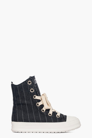 Sneakers denim nero righe argento con lacci Tore Can