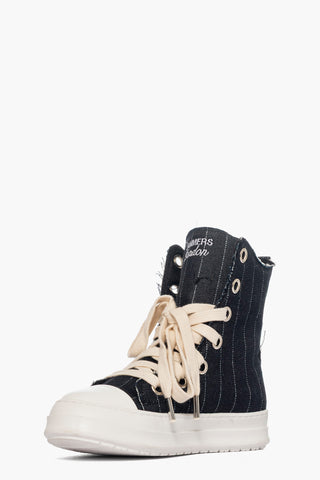 Sneakers denim nero righe argento con lacci Tore Can
