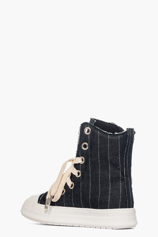 Sneakers denim nero righe argento con lacci Tore Can