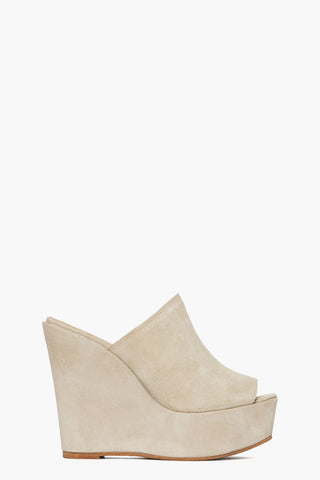 Sabot con zeppa aperto camoscio beige Carmensita 5