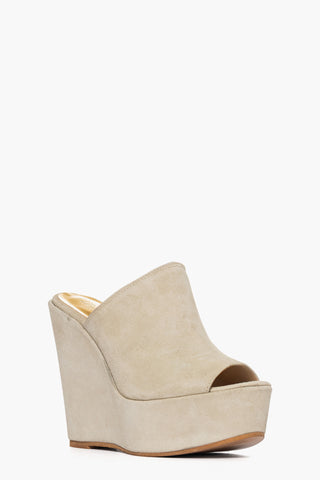 Sabot con zeppa aperto camoscio beige Carmensita 5