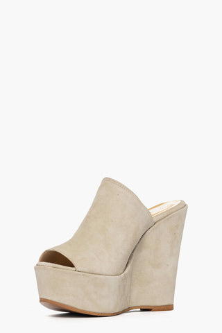 Sabot con zeppa aperto camoscio beige Carmensita 5