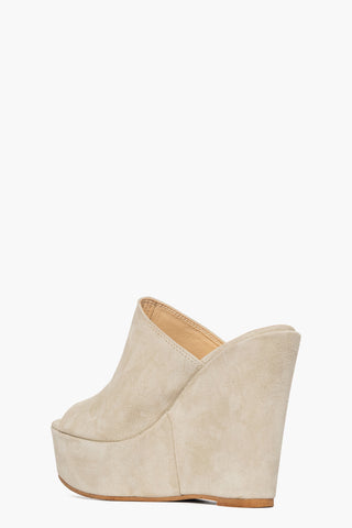 Sabot con zeppa aperto camoscio beige Carmensita 5