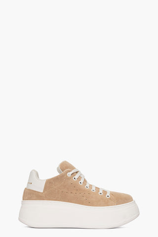 Sneakers camoscio taupè e pelle bianco Lexa One