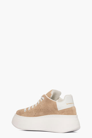 Sneakers camoscio taupè e pelle bianco Lexa One