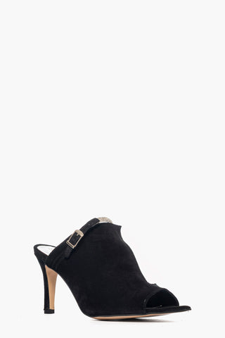 Sabot camoscio nero cintura con strass Mango 13