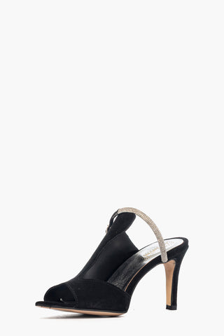 Sabot camoscio nero cintura con strass Mango 13