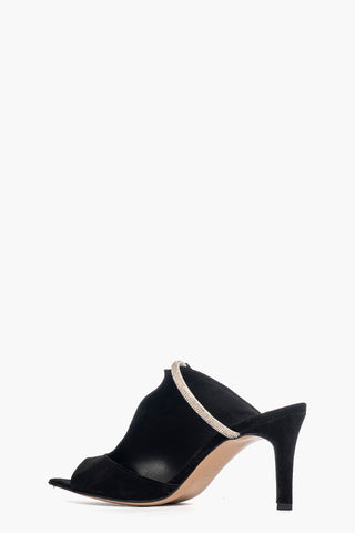 Sabot camoscio nero cintura con strass Mango 13