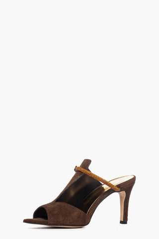 Sabot camoscio marrone cintura strass Mango 13