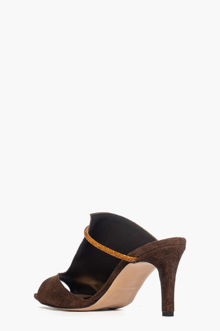 Sabot camoscio marrone cintura strass Mango 13