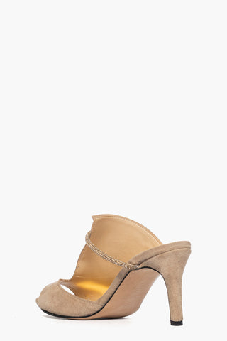Sabot camoscio taupè cintura strass Mango 13