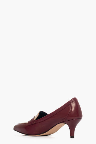 Décolleté 2532 pelle bordeaux e beige tacco 6