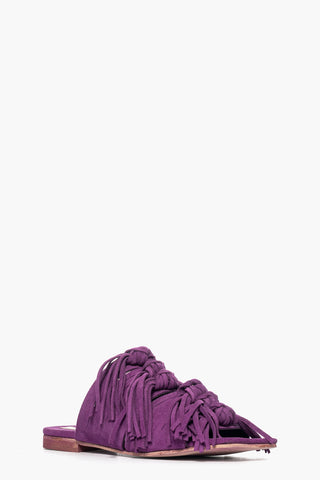 Ciabatta camoscio viola con fiocchi e frange More Flake