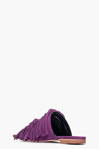 Ciabatta camoscio viola con fiocchi e frange More Flake