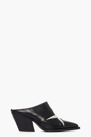 Sabot pelle nero e bianco con stella Stephan Star 2