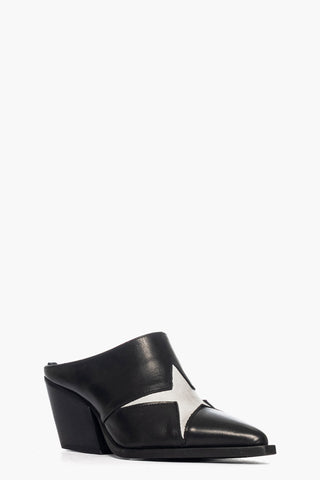 Sabot pelle nero e bianco con stella Stephan Star 2