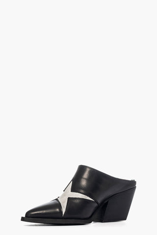 Sabot pelle nero e bianco con stella Stephan Star 2