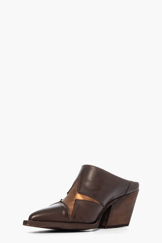Sabot pelle marrone e bronzo con stella Stephan Star 2