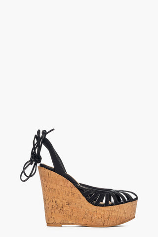 Sandali pelle nero con zeppa sughero Carmensita Wend