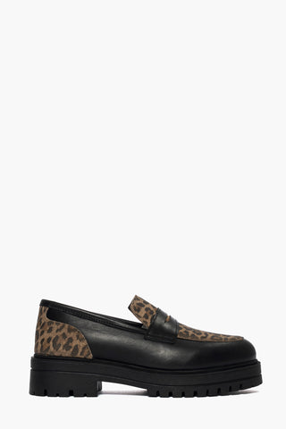 Ibz 30 black leather and animalier moccasins