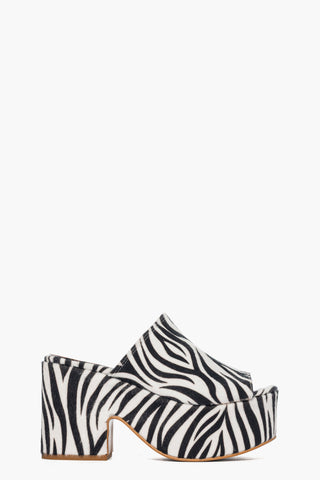 Sandalo zeppa Maracaibo 5 cavallino zebra bianco e nero