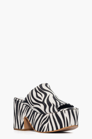 Sandalo zeppa Maracaibo 5 cavallino zebra bianco e nero