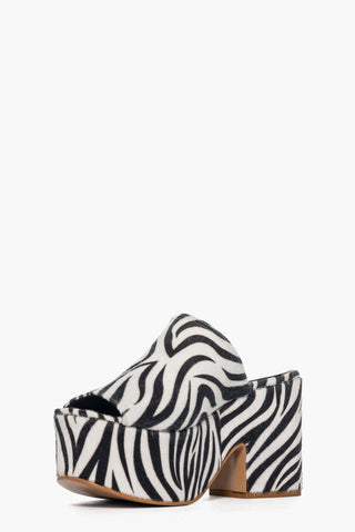 Sandalo zeppa Maracaibo 5 cavallino zebra bianco e nero