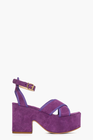 Sandalo con zeppa camoscio viola Maracaibo 10