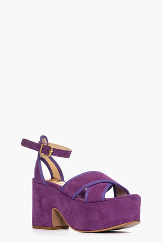 Sandalo con zeppa camoscio viola Maracaibo 10