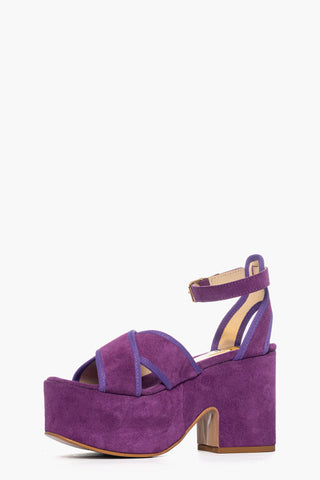 Sandalo con zeppa camoscio viola Maracaibo 10