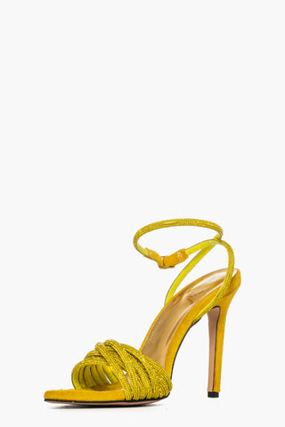 Sandalo camoscio giallo con strass Kiwi 5