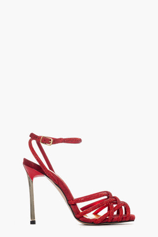 Sandalo camoscio rosso e strass Aurora 3 Gold