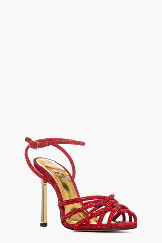 Sandalo camoscio rosso e strass Aurora 3 Gold