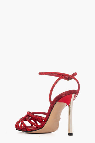 Sandalo camoscio rosso e strass Aurora 3 Gold