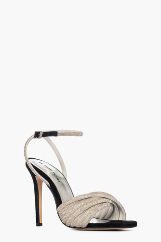 Sandali camoscio nero con strass argento Aurora 5