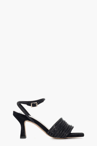 Sandalo 2965 camoscio nero e strass