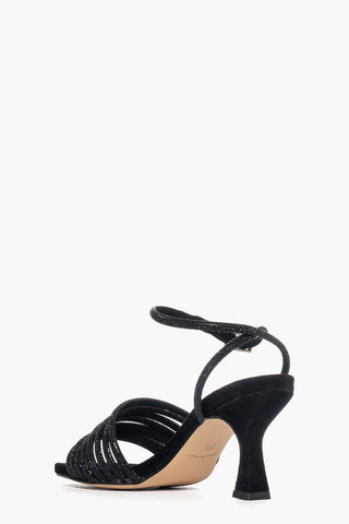 Sandalo 2965 camoscio nero e strass