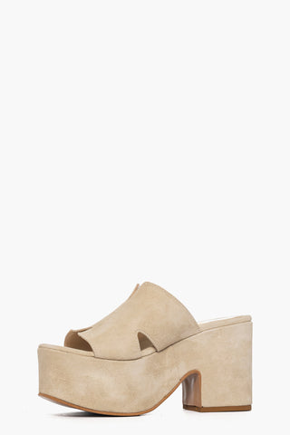 Sandalo zeppa Maracaibo Amalfi camoscio beige