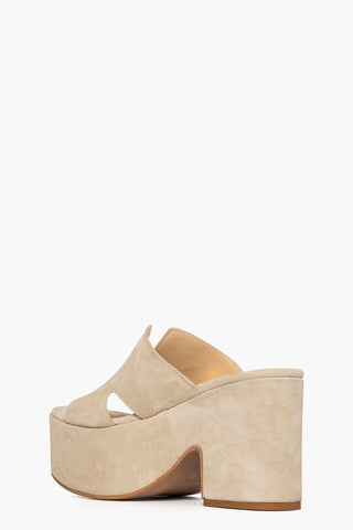Sandalo zeppa Maracaibo Amalfi camoscio beige