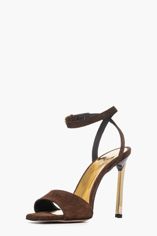 Sandalo camoscio marrone Aurora Francy Gold