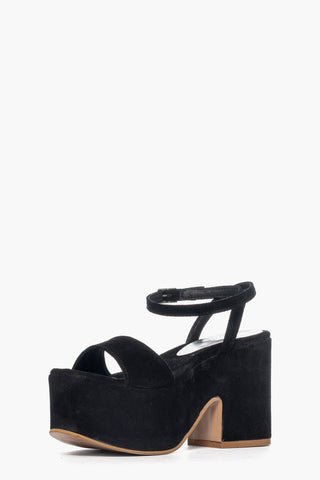 Sandalo con zeppa camoscio nero Maracaibo Francy