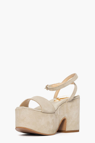Sandalo con zeppa camoscio beige Maracaibo Francy