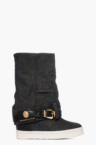 Stivaletti Full Upp Side jeans nero con risvolto
