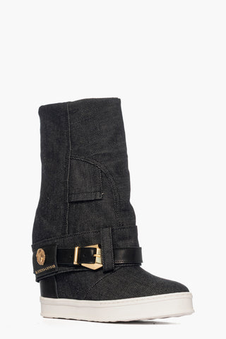 Stivaletti Full Upp Side jeans nero con risvolto