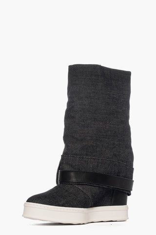 Stivaletti Full Upp Side jeans nero con risvolto