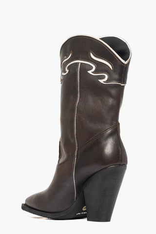 Stivaletti Gabriella 3 pelle testa di moro e riporto bianco