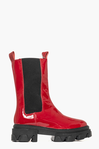 Stivaletti Wake 12 vernice rosso con elastici
