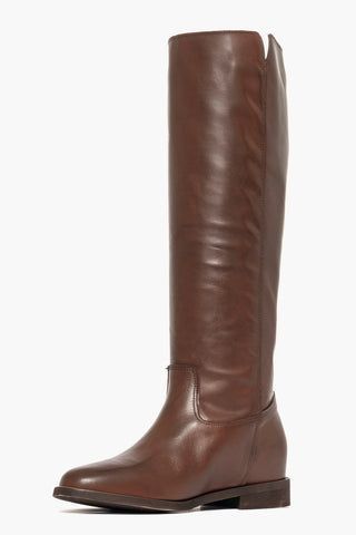 Stivali pelle marrone con rialzo Roma v 89