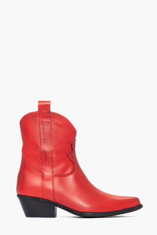 Oldwest 3 red leather ankle boots